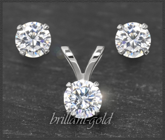 Brillant 585 Gold Schmuckset; 0,62ct, Lupenrein